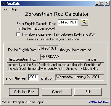 A Screenshot of RozCalc version 2.0.1
